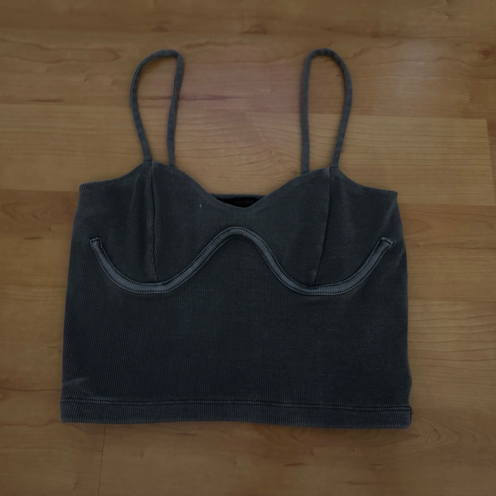Gray Strappy Crop Top
